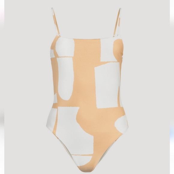 Zulu & Zephyr Terrazzo One-Piece Swimsuit In Beige Size 8 - Picture 2 of 6